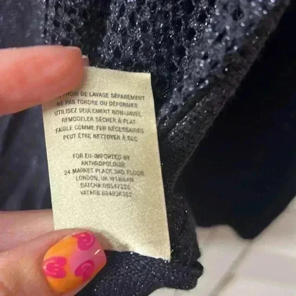 Anthropologie Moth Asymmetrical Metallic Lightweight Sweater Size Small Navy - Picture 10 of 11